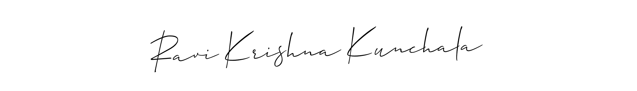 It looks lik you need a new signature style for name Ravi Krishna Kunchala. Design unique handwritten (Allison_Script) signature with our free signature maker in just a few clicks. Ravi Krishna Kunchala signature style 2 images and pictures png