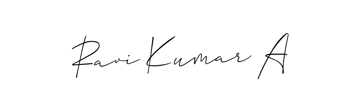 Make a beautiful signature design for name Ravi Kumar A. With this signature (Allison_Script) style, you can create a handwritten signature for free. Ravi Kumar A signature style 2 images and pictures png