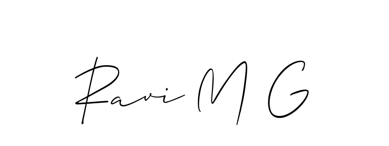 How to make Ravi M G name signature. Use Allison_Script style for creating short signs online. This is the latest handwritten sign. Ravi M G signature style 2 images and pictures png