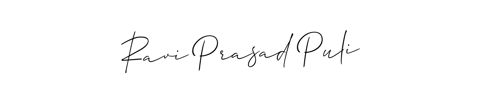 This is the best signature style for the Ravi Prasad Puli name. Also you like these signature font (Allison_Script). Mix name signature. Ravi Prasad Puli signature style 2 images and pictures png