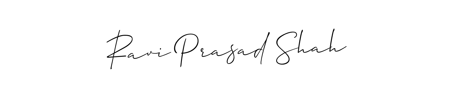 The best way (Allison_Script) to make a short signature is to pick only two or three words in your name. The name Ravi Prasad Shah include a total of six letters. For converting this name. Ravi Prasad Shah signature style 2 images and pictures png