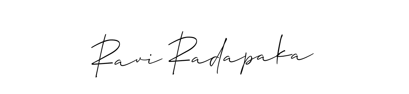 The best way (Allison_Script) to make a short signature is to pick only two or three words in your name. The name Ravi Radapaka include a total of six letters. For converting this name. Ravi Radapaka signature style 2 images and pictures png