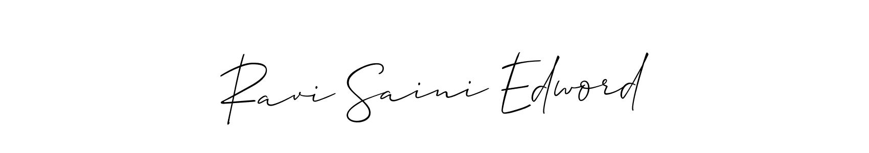 The best way (Allison_Script) to make a short signature is to pick only two or three words in your name. The name Ravi Saini Edword include a total of six letters. For converting this name. Ravi Saini Edword signature style 2 images and pictures png