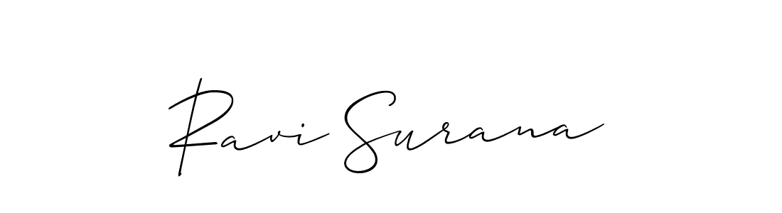 The best way (Allison_Script) to make a short signature is to pick only two or three words in your name. The name Ravi Surana include a total of six letters. For converting this name. Ravi Surana signature style 2 images and pictures png