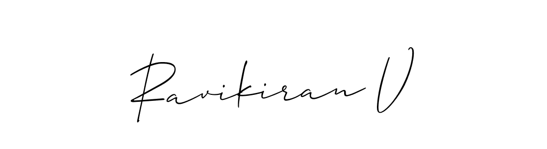 Allison_Script is a professional signature style that is perfect for those who want to add a touch of class to their signature. It is also a great choice for those who want to make their signature more unique. Get Ravikiran V name to fancy signature for free. Ravikiran V signature style 2 images and pictures png