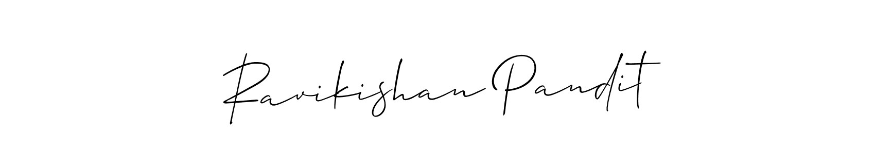 You should practise on your own different ways (Allison_Script) to write your name (Ravikishan Pandit) in signature. don't let someone else do it for you. Ravikishan Pandit signature style 2 images and pictures png