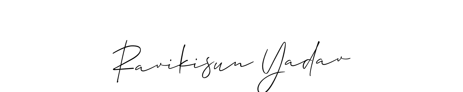 Similarly Allison_Script is the best handwritten signature design. Signature creator online .You can use it as an online autograph creator for name Ravikisun Yadav. Ravikisun Yadav signature style 2 images and pictures png