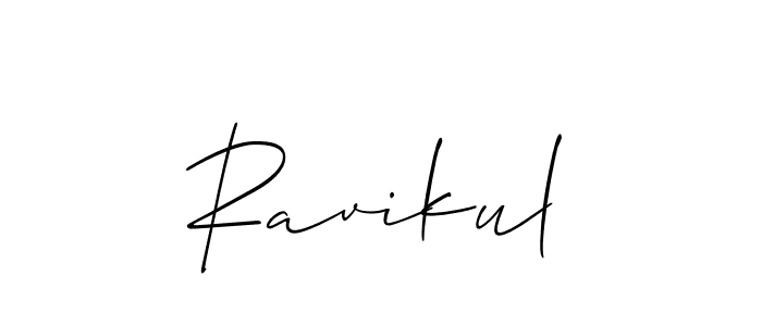 Make a beautiful signature design for name Ravikul. With this signature (Allison_Script) style, you can create a handwritten signature for free. Ravikul signature style 2 images and pictures png
