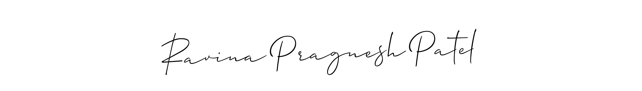 The best way (Allison_Script) to make a short signature is to pick only two or three words in your name. The name Ravina Pragnesh Patel include a total of six letters. For converting this name. Ravina Pragnesh Patel signature style 2 images and pictures png