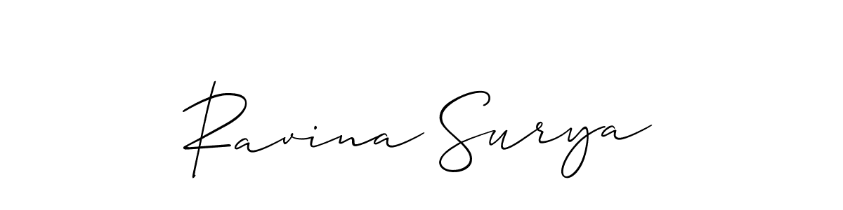 Also You can easily find your signature by using the search form. We will create Ravina Surya name handwritten signature images for you free of cost using Allison_Script sign style. Ravina Surya signature style 2 images and pictures png