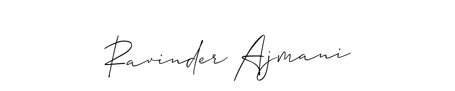 The best way (Allison_Script) to make a short signature is to pick only two or three words in your name. The name Ravinder Ajmani include a total of six letters. For converting this name. Ravinder Ajmani signature style 2 images and pictures png
