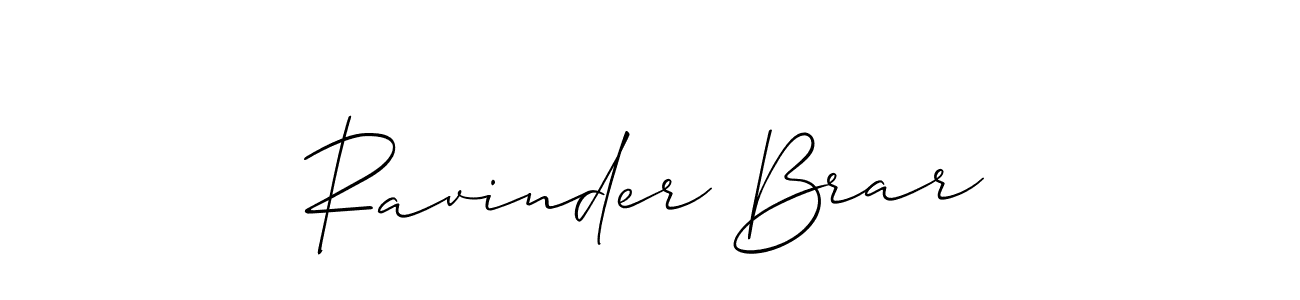 Make a beautiful signature design for name Ravinder Brar. With this signature (Allison_Script) style, you can create a handwritten signature for free. Ravinder Brar signature style 2 images and pictures png