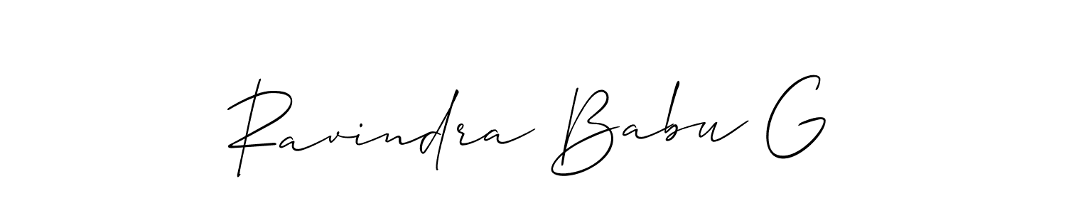 Make a beautiful signature design for name Ravindra Babu G. With this signature (Allison_Script) style, you can create a handwritten signature for free. Ravindra Babu G signature style 2 images and pictures png