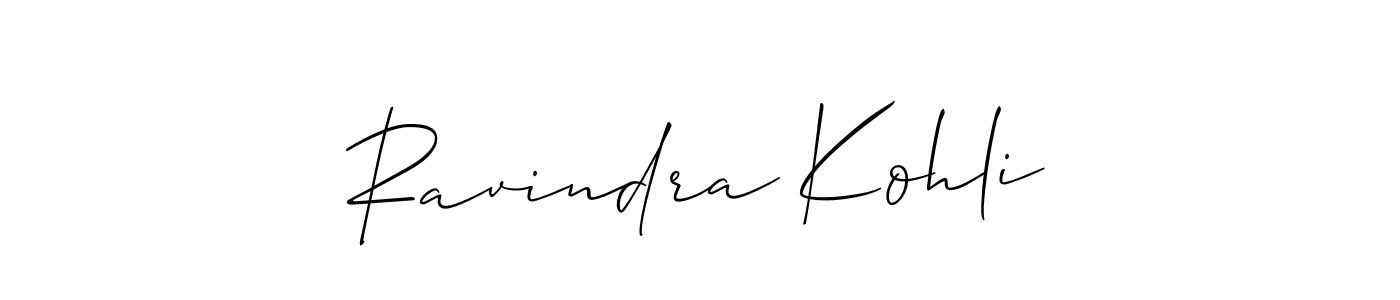 Allison_Script is a professional signature style that is perfect for those who want to add a touch of class to their signature. It is also a great choice for those who want to make their signature more unique. Get Ravindra Kohli name to fancy signature for free. Ravindra Kohli signature style 2 images and pictures png