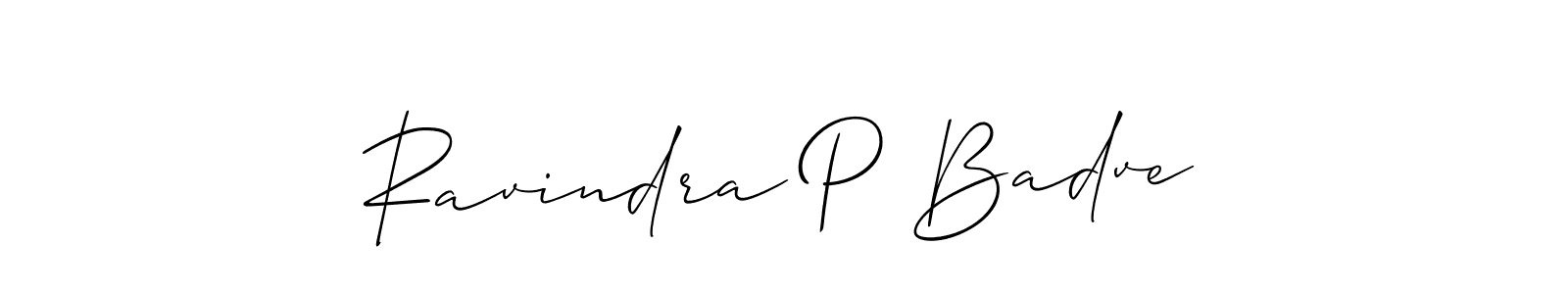 Also You can easily find your signature by using the search form. We will create Ravindra P Badve name handwritten signature images for you free of cost using Allison_Script sign style. Ravindra P Badve signature style 2 images and pictures png