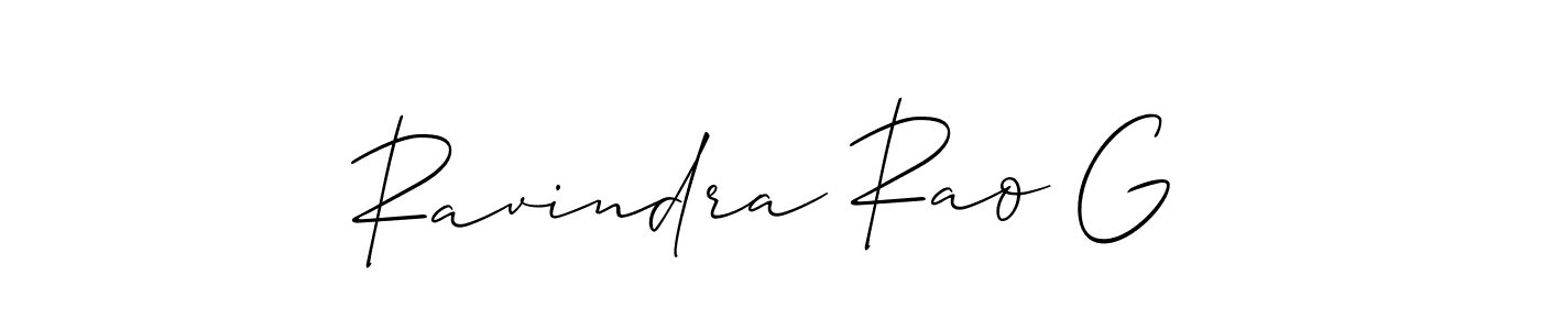 It looks lik you need a new signature style for name Ravindra Rao G. Design unique handwritten (Allison_Script) signature with our free signature maker in just a few clicks. Ravindra Rao G signature style 2 images and pictures png