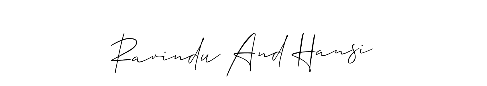 Similarly Allison_Script is the best handwritten signature design. Signature creator online .You can use it as an online autograph creator for name Ravindu And Hansi. Ravindu And Hansi signature style 2 images and pictures png