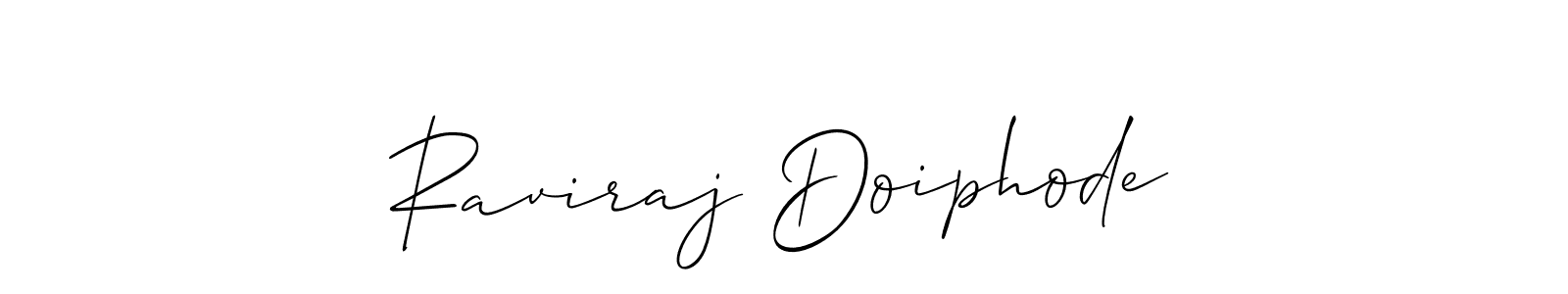 The best way (Allison_Script) to make a short signature is to pick only two or three words in your name. The name Raviraj Doiphode include a total of six letters. For converting this name. Raviraj Doiphode signature style 2 images and pictures png