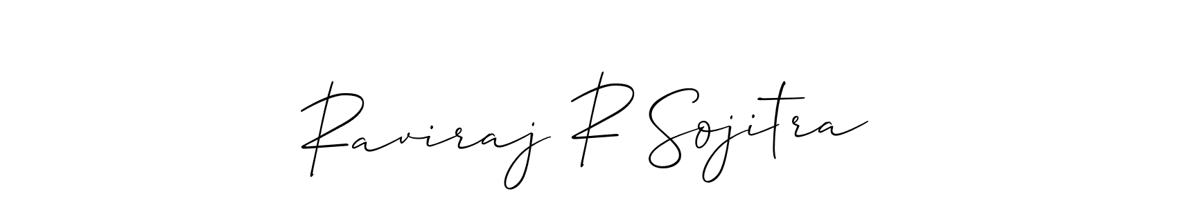 if you are searching for the best signature style for your name Raviraj R Sojitra. so please give up your signature search. here we have designed multiple signature styles  using Allison_Script. Raviraj R Sojitra signature style 2 images and pictures png