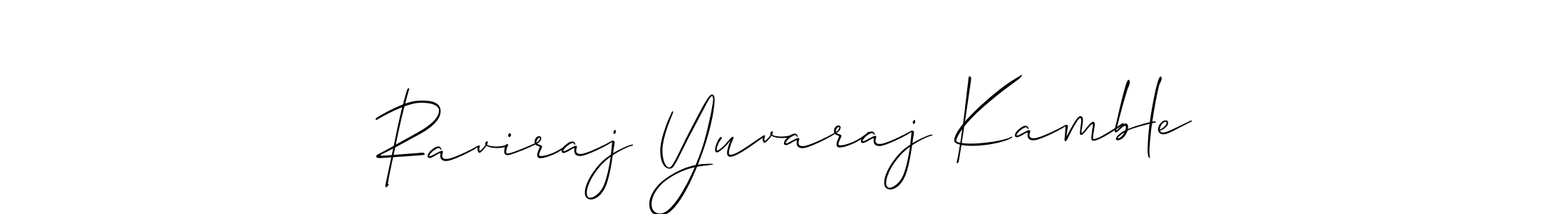 Allison_Script is a professional signature style that is perfect for those who want to add a touch of class to their signature. It is also a great choice for those who want to make their signature more unique. Get Raviraj Yuvaraj Kamble name to fancy signature for free. Raviraj Yuvaraj Kamble signature style 2 images and pictures png
