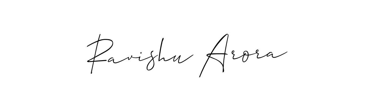 How to make Ravishu Arora signature? Allison_Script is a professional autograph style. Create handwritten signature for Ravishu Arora name. Ravishu Arora signature style 2 images and pictures png