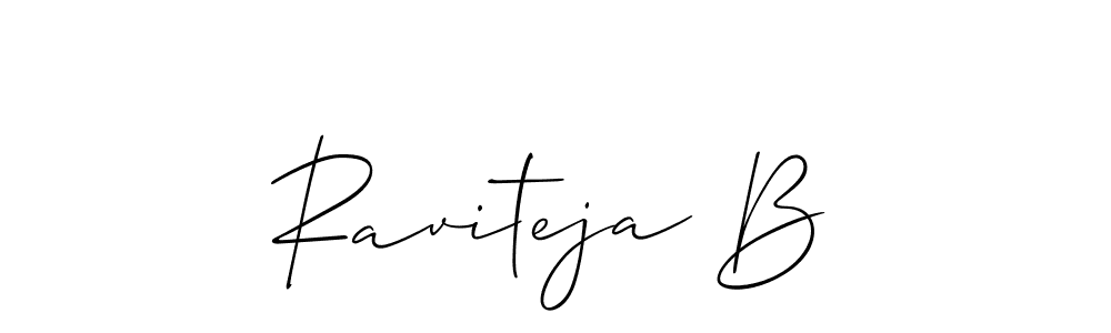How to make Raviteja B signature? Allison_Script is a professional autograph style. Create handwritten signature for Raviteja B name. Raviteja B signature style 2 images and pictures png
