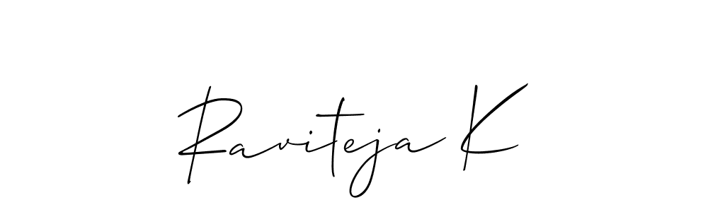 How to make Raviteja K name signature. Use Allison_Script style for creating short signs online. This is the latest handwritten sign. Raviteja K signature style 2 images and pictures png