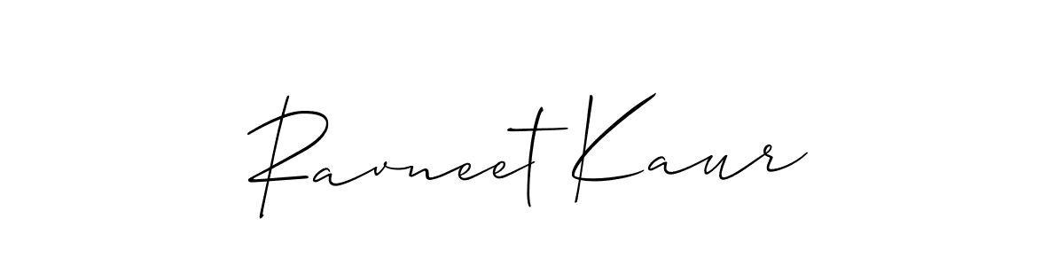 How to make Ravneet Kaur name signature. Use Allison_Script style for creating short signs online. This is the latest handwritten sign. Ravneet Kaur signature style 2 images and pictures png