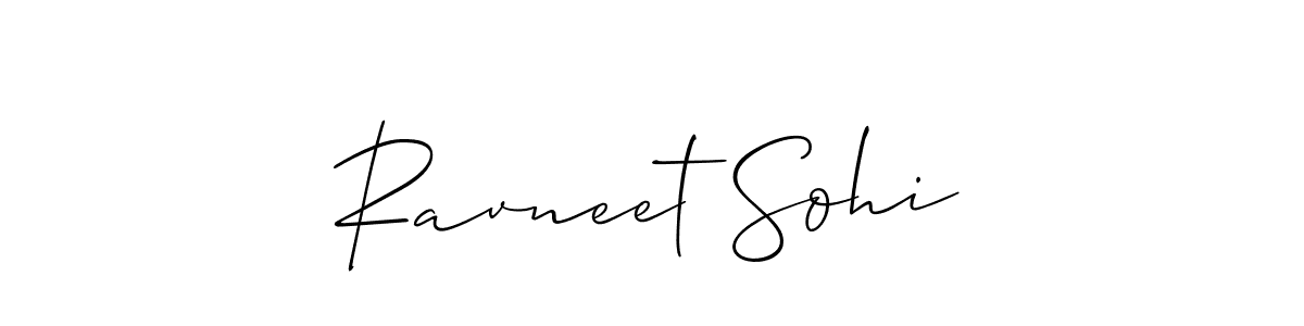 The best way (Allison_Script) to make a short signature is to pick only two or three words in your name. The name Ravneet Sohi include a total of six letters. For converting this name. Ravneet Sohi signature style 2 images and pictures png