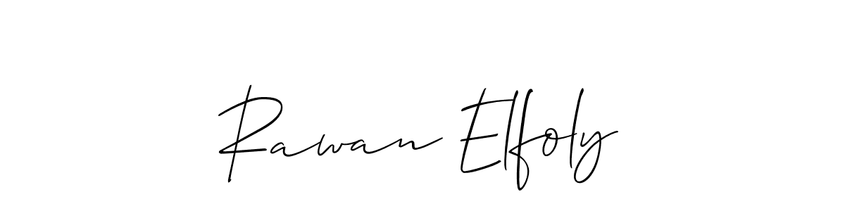 Make a short Rawan Elfoly signature style. Manage your documents anywhere anytime using Allison_Script. Create and add eSignatures, submit forms, share and send files easily. Rawan Elfoly signature style 2 images and pictures png