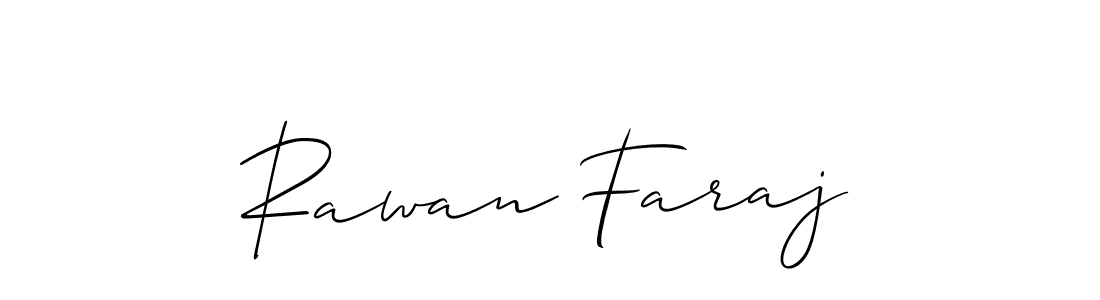 It looks lik you need a new signature style for name Rawan Faraj. Design unique handwritten (Allison_Script) signature with our free signature maker in just a few clicks. Rawan Faraj signature style 2 images and pictures png