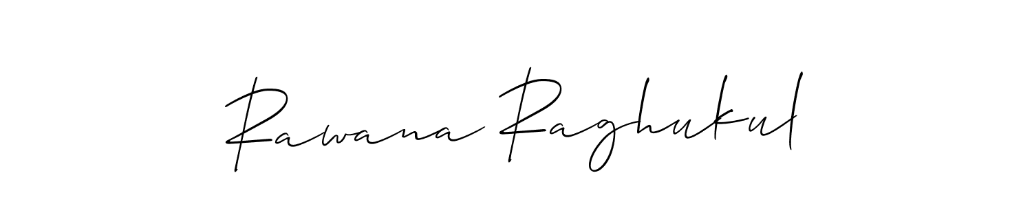 How to make Rawana Raghukul name signature. Use Allison_Script style for creating short signs online. This is the latest handwritten sign. Rawana Raghukul signature style 2 images and pictures png