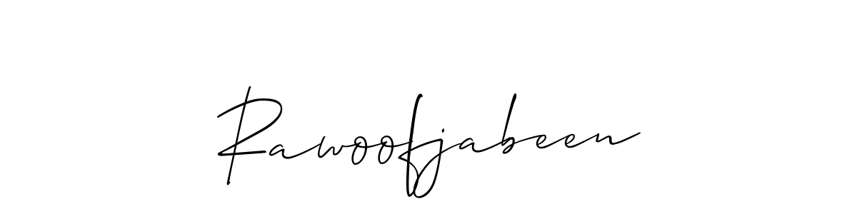 Rawoofjabeen stylish signature style. Best Handwritten Sign (Allison_Script) for my name. Handwritten Signature Collection Ideas for my name Rawoofjabeen. Rawoofjabeen signature style 2 images and pictures png