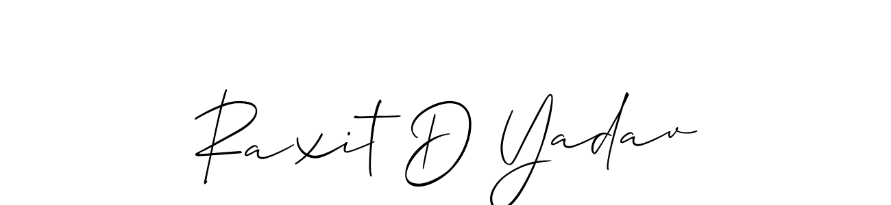 Use a signature maker to create a handwritten signature online. With this signature software, you can design (Allison_Script) your own signature for name Raxit D Yadav. Raxit D Yadav signature style 2 images and pictures png