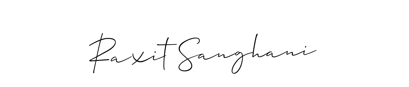 The best way (Allison_Script) to make a short signature is to pick only two or three words in your name. The name Raxit Sanghani include a total of six letters. For converting this name. Raxit Sanghani signature style 2 images and pictures png