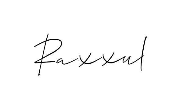 Use a signature maker to create a handwritten signature online. With this signature software, you can design (Allison_Script) your own signature for name Raxxul. Raxxul signature style 2 images and pictures png