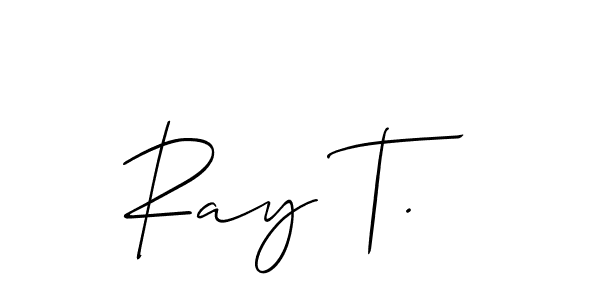 The best way (Allison_Script) to make a short signature is to pick only two or three words in your name. The name Ray T. include a total of six letters. For converting this name. Ray T. signature style 2 images and pictures png