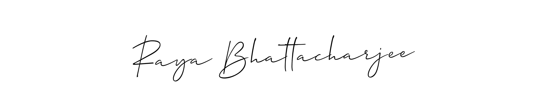 It looks lik you need a new signature style for name Raya Bhattacharjee. Design unique handwritten (Allison_Script) signature with our free signature maker in just a few clicks. Raya Bhattacharjee signature style 2 images and pictures png