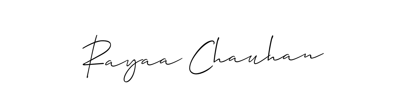 The best way (Allison_Script) to make a short signature is to pick only two or three words in your name. The name Rayaa Chauhan include a total of six letters. For converting this name. Rayaa Chauhan signature style 2 images and pictures png