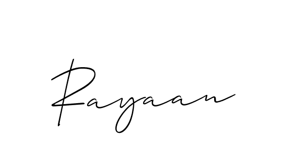 Create a beautiful signature design for name Rayaan. With this signature (Allison_Script) fonts, you can make a handwritten signature for free. Rayaan signature style 2 images and pictures png