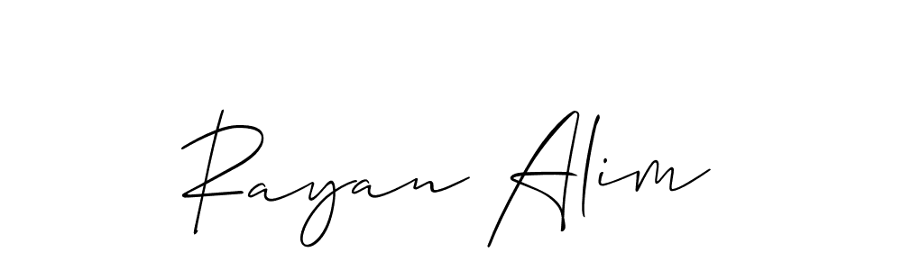 Create a beautiful signature design for name Rayan Alim. With this signature (Allison_Script) fonts, you can make a handwritten signature for free. Rayan Alim signature style 2 images and pictures png