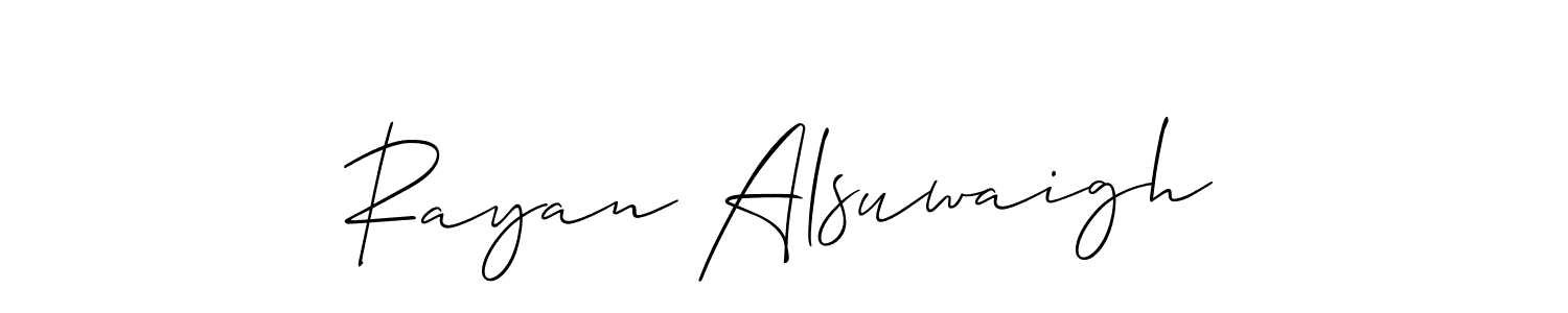 Make a short Rayan Alsuwaigh signature style. Manage your documents anywhere anytime using Allison_Script. Create and add eSignatures, submit forms, share and send files easily. Rayan Alsuwaigh signature style 2 images and pictures png