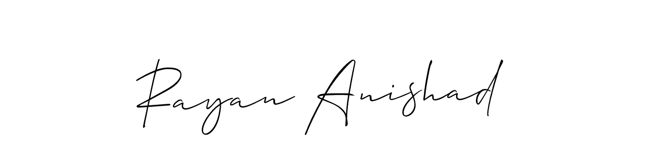 How to make Rayan Anishad name signature. Use Allison_Script style for creating short signs online. This is the latest handwritten sign. Rayan Anishad signature style 2 images and pictures png