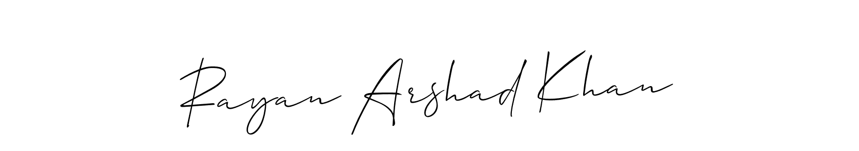 Also You can easily find your signature by using the search form. We will create Rayan Arshad Khan name handwritten signature images for you free of cost using Allison_Script sign style. Rayan Arshad Khan signature style 2 images and pictures png