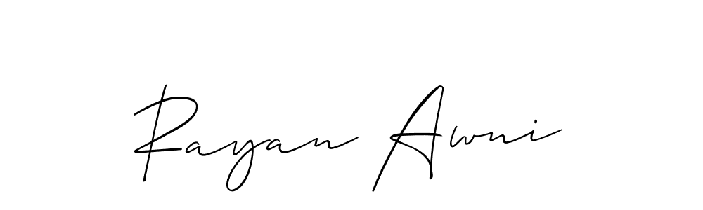 It looks lik you need a new signature style for name Rayan Awni. Design unique handwritten (Allison_Script) signature with our free signature maker in just a few clicks. Rayan Awni signature style 2 images and pictures png