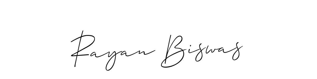 Use a signature maker to create a handwritten signature online. With this signature software, you can design (Allison_Script) your own signature for name Rayan Biswas. Rayan Biswas signature style 2 images and pictures png