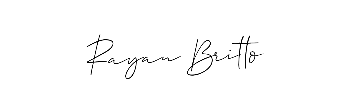 Create a beautiful signature design for name Rayan Britto. With this signature (Allison_Script) fonts, you can make a handwritten signature for free. Rayan Britto signature style 2 images and pictures png