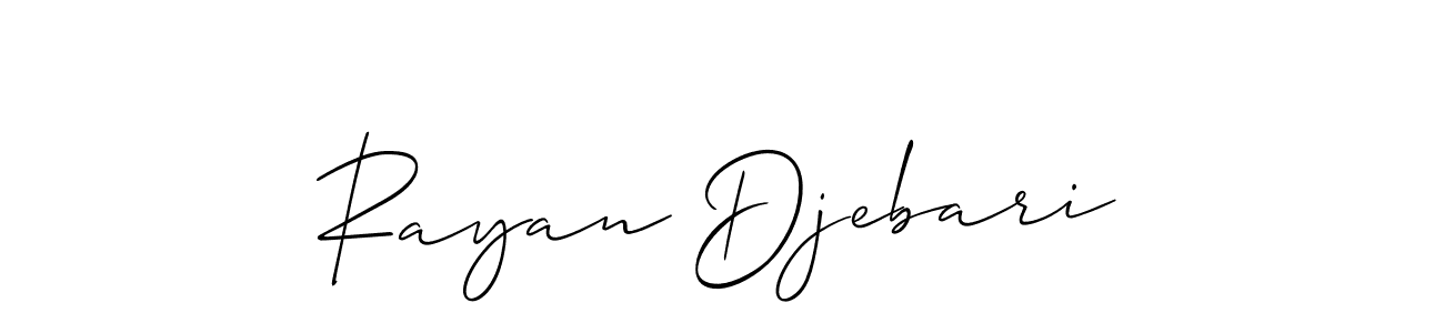 Make a beautiful signature design for name Rayan Djebari. With this signature (Allison_Script) style, you can create a handwritten signature for free. Rayan Djebari signature style 2 images and pictures png