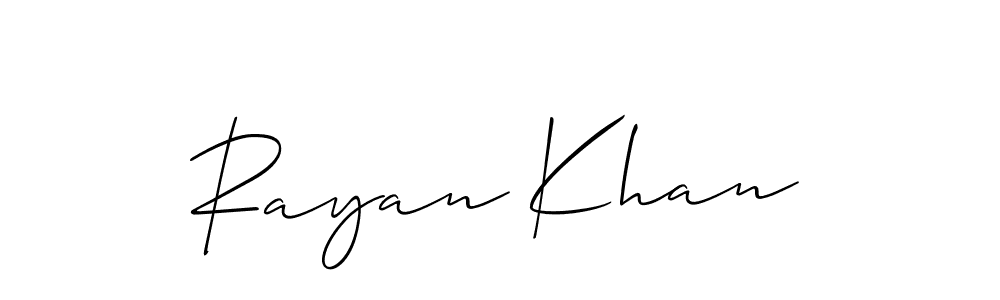 Use a signature maker to create a handwritten signature online. With this signature software, you can design (Allison_Script) your own signature for name Rayan Khan. Rayan Khan signature style 2 images and pictures png