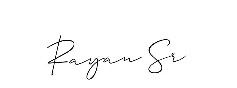 Design your own signature with our free online signature maker. With this signature software, you can create a handwritten (Allison_Script) signature for name Rayan Sr. Rayan Sr signature style 2 images and pictures png